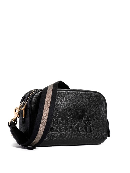 Coach Handbags - Coach Black Pebbled Leather Bag with Metallic-Trim Strap